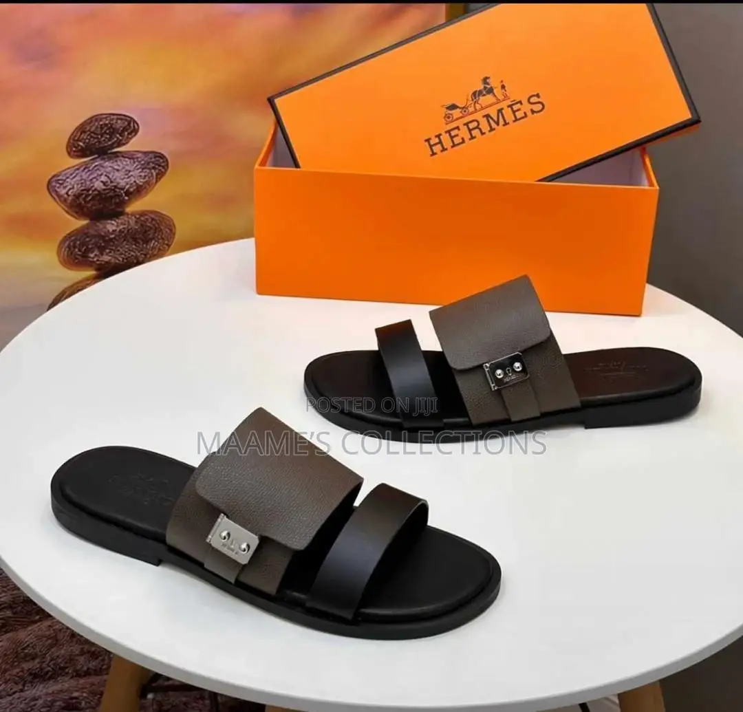 Men’S Hermes Leather Slippers / Sandals