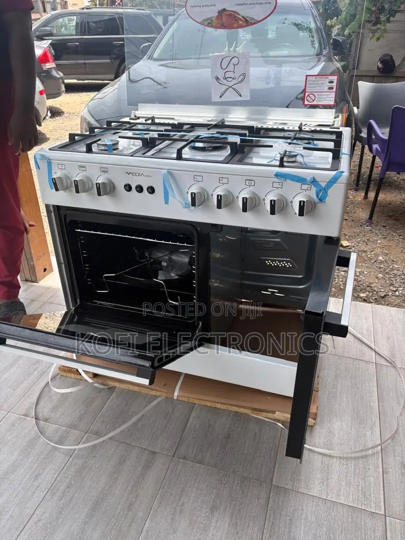 Mediatech 60x90 White Gas Cooker With Oven Built for Modern Homes