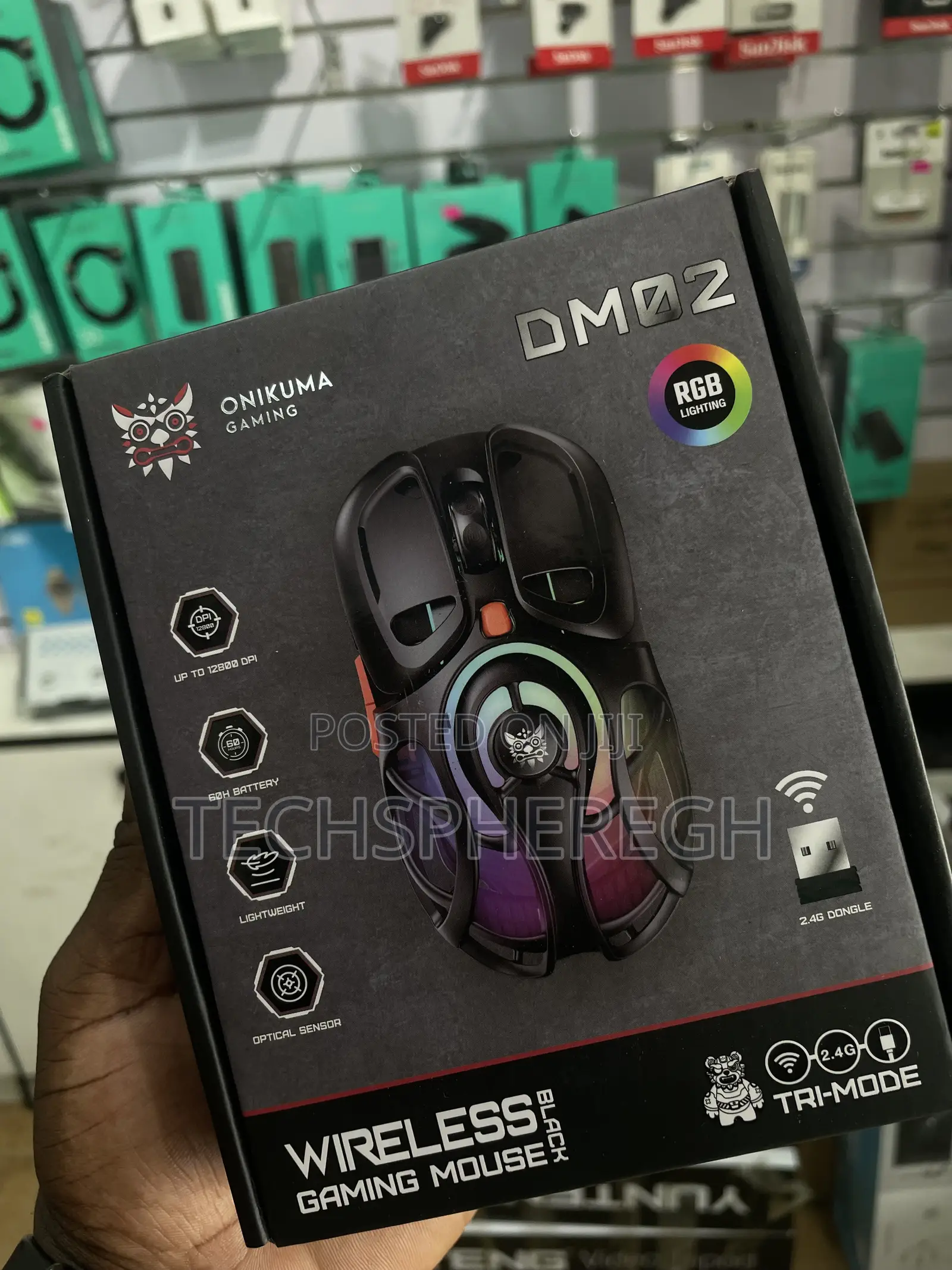 Onikuma Dm02 Wireless RGB Gaming Mouse – Tri-Mode Lightweight (New)