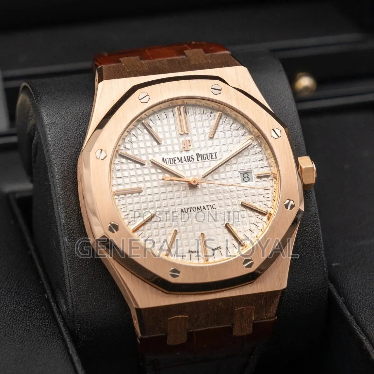 Audemars Piguet Royal Oak Rose Gold White Dial Brown Leather Strap