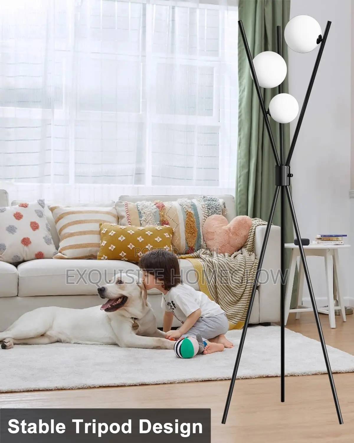 Tripod Floor Lamp + Free 3 Color G9 Bulbs