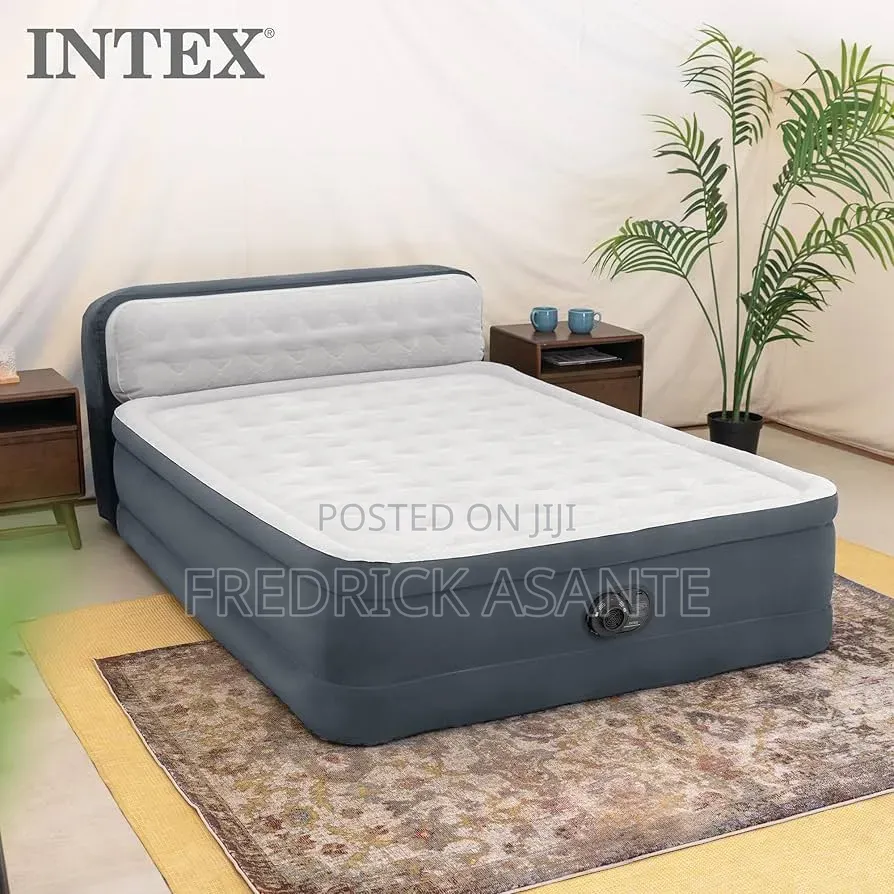 Intex Dura-Beam Deluxe Ultra Plush Headboard Air Mattress – Queen Size