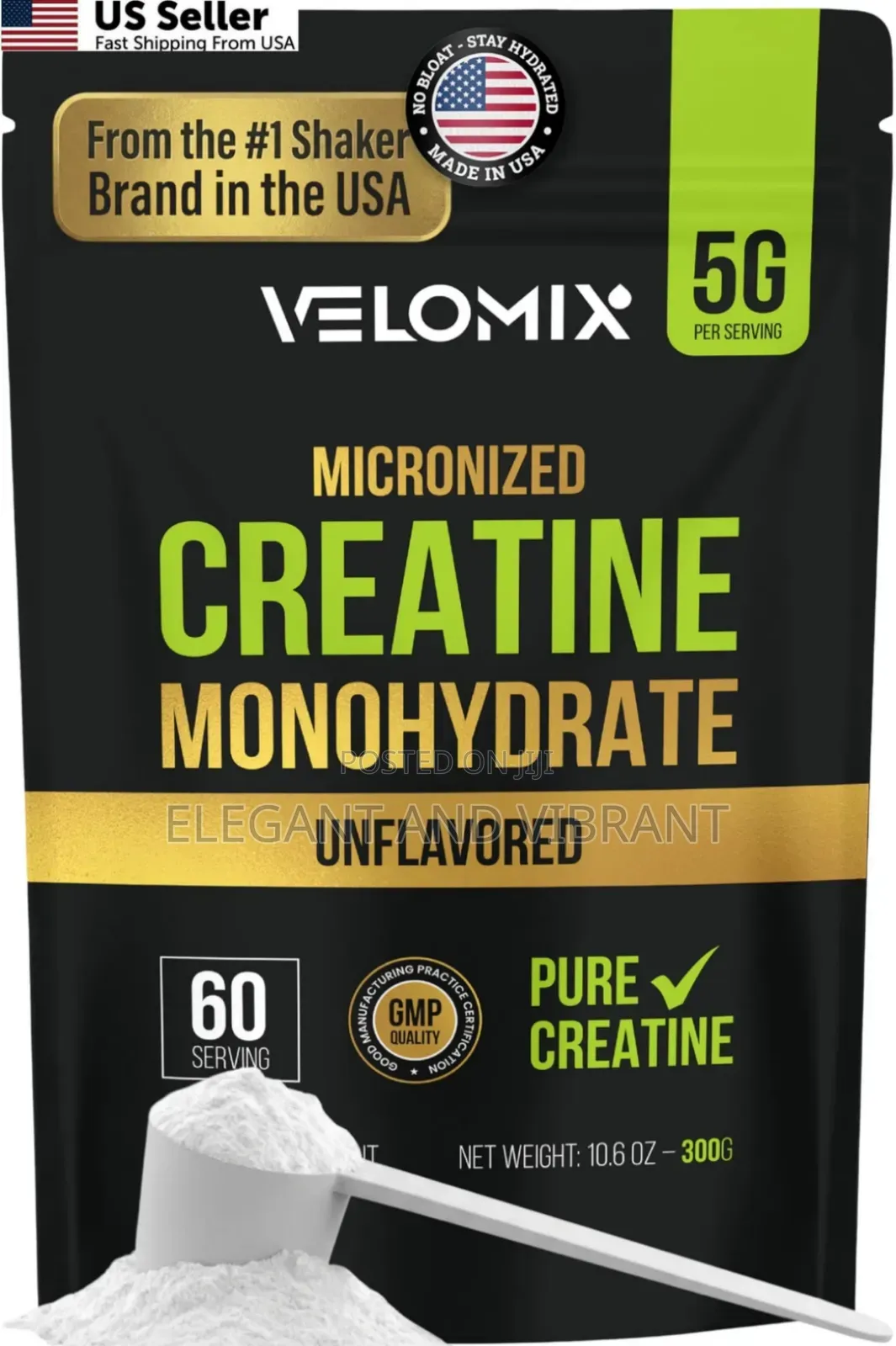 100% Pure Creatine Monohydrate Powder 5g 60 Servings Micronized