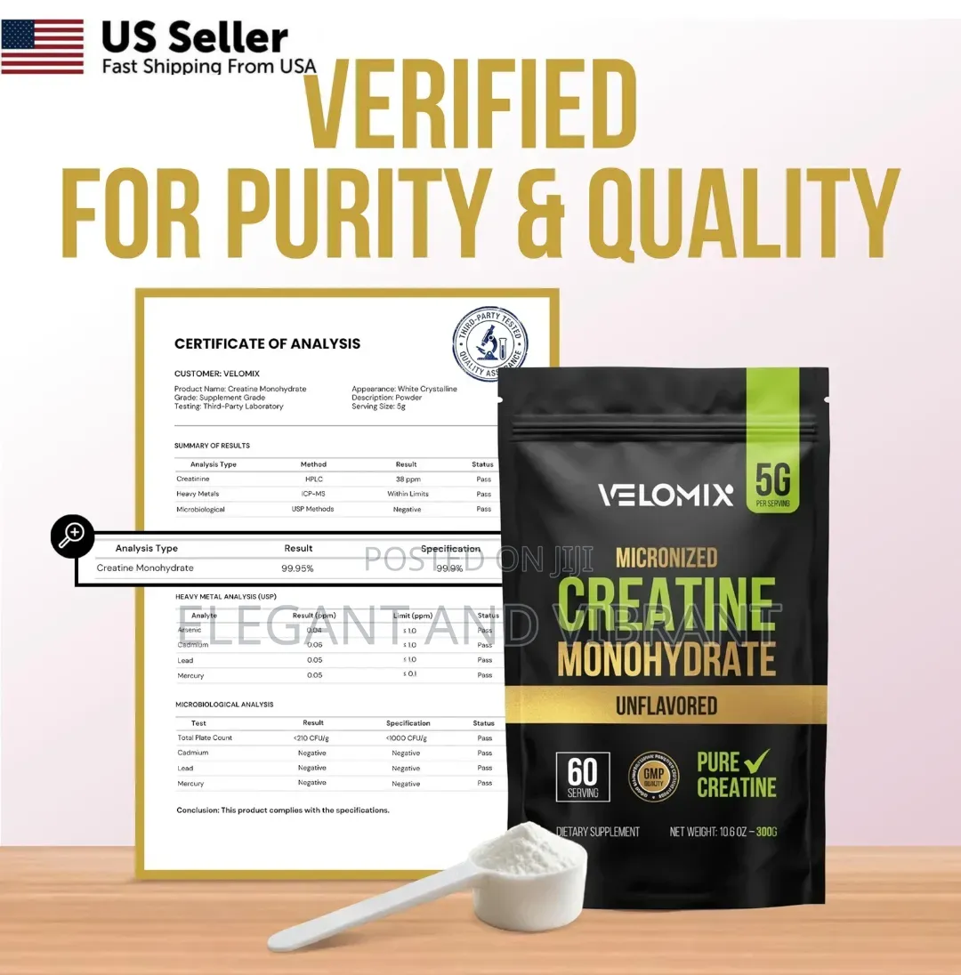 100% Pure Creatine Monohydrate Powder 5g 60 Servings Micronized