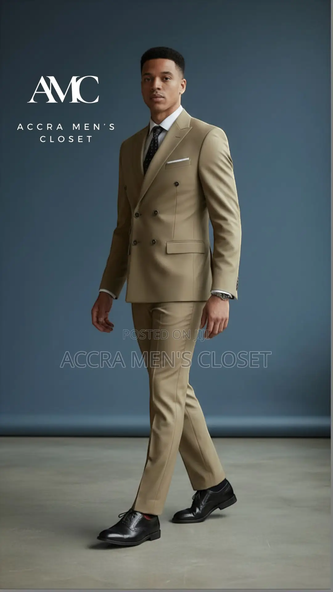 Men’S Camel Double Breasted Suit – 2 Piece Business Event Suit