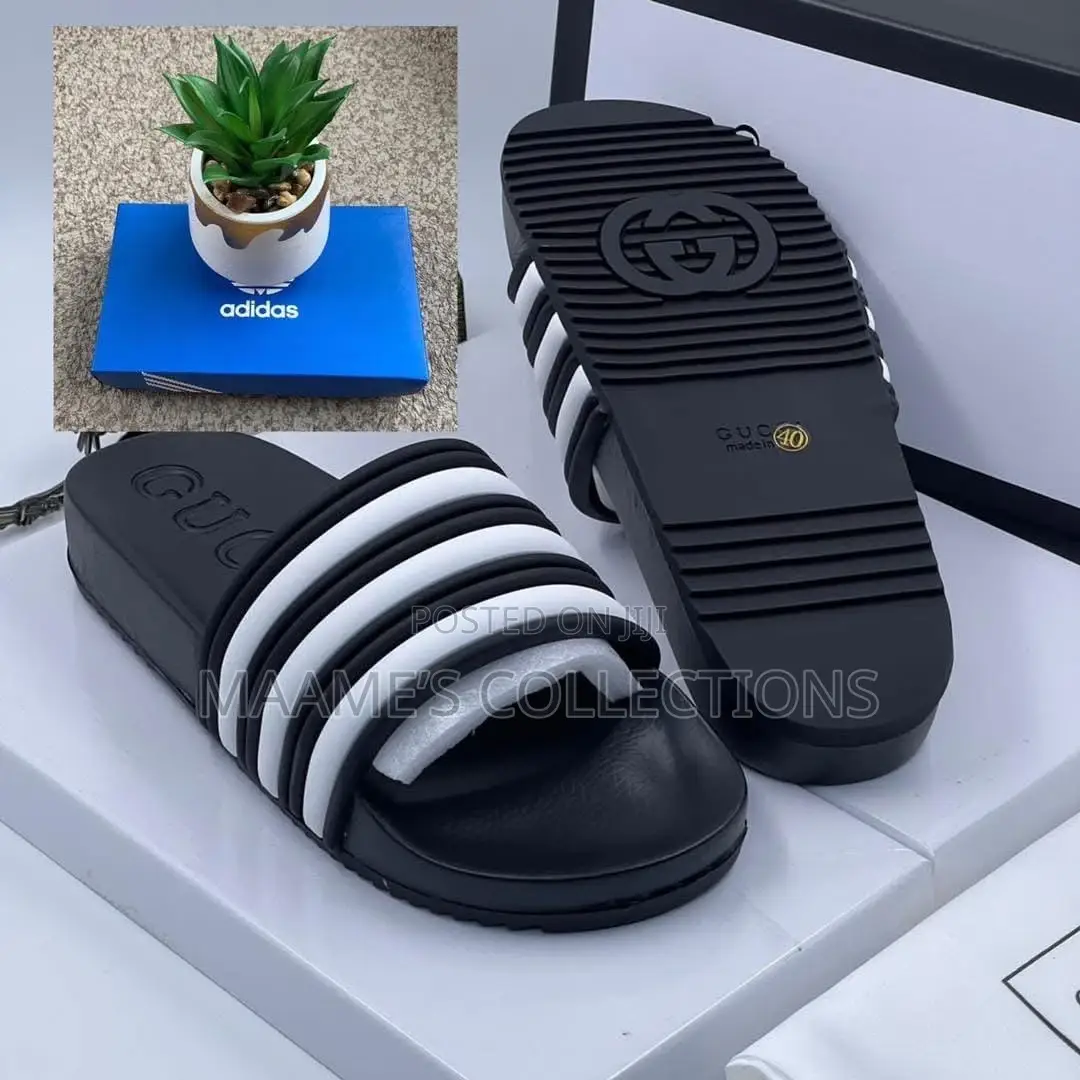 Gucci Unisex Black and White Slides / Slippers / Sandals