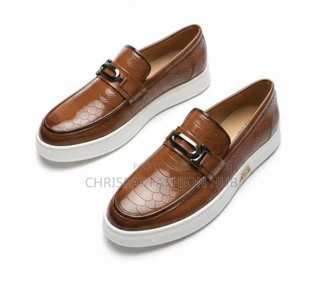 Brown Leather Lug-Sole Loafer.
