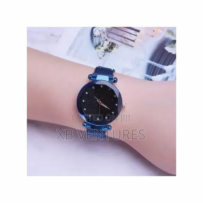 Magnet Buckle Starry Wristwatch Women Watches - Blue
