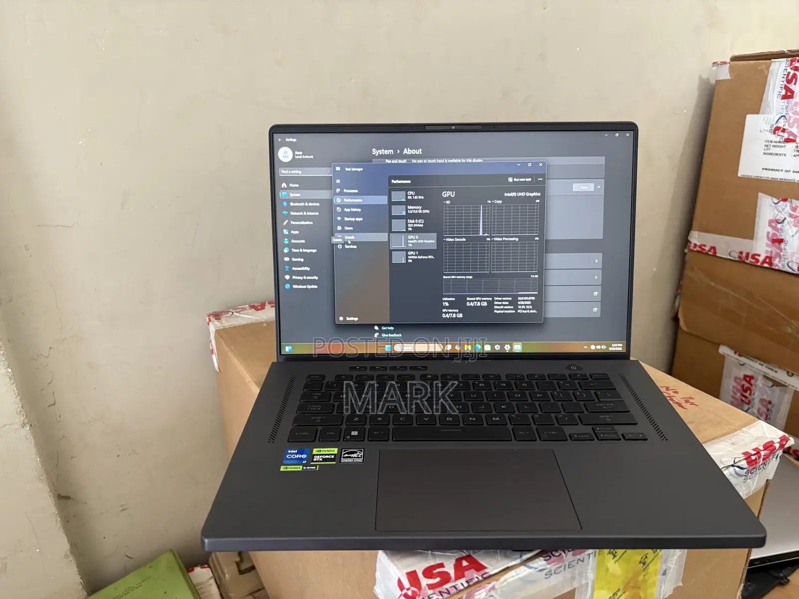 Laptop Asus ROG Zephyrus G16 16GB Intel Core i7 SSD 512GB