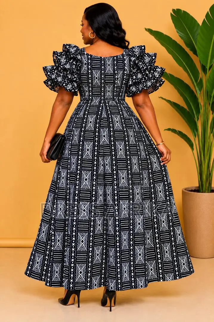 Black White Smocked Maxi Dress (With Split/ Without Split)