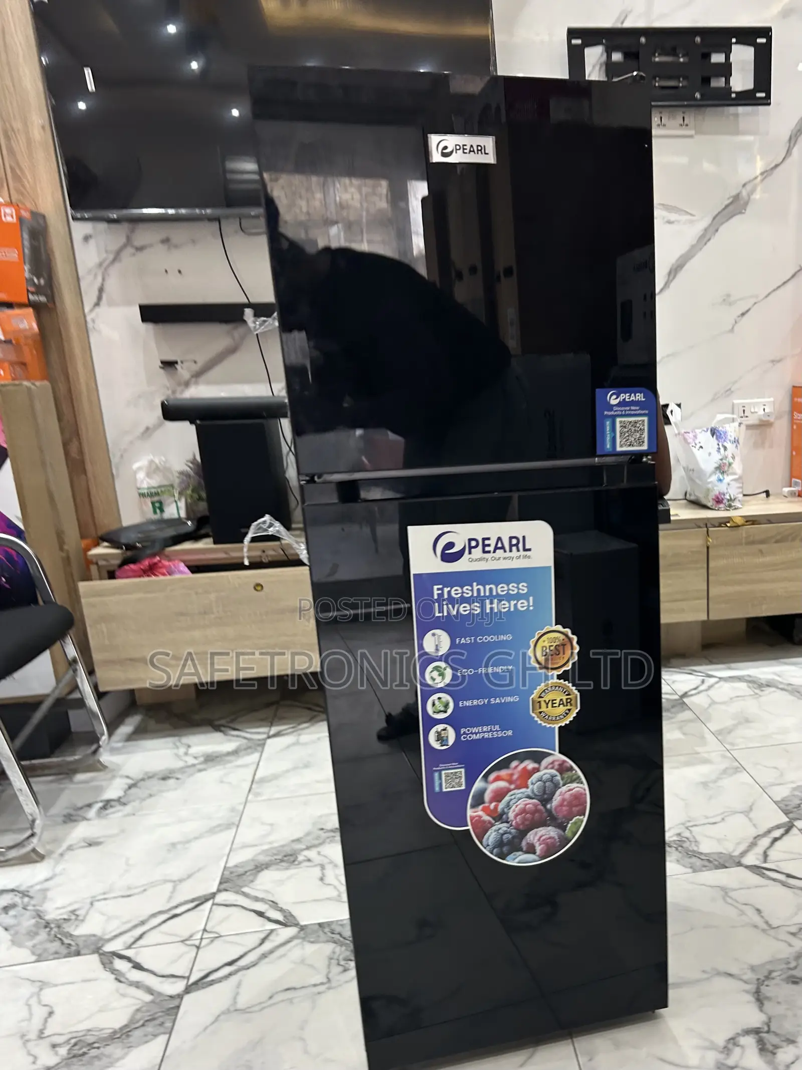 Most Accurate Black Glass 2 Doors Top Freezer Pearl Refrigerator
