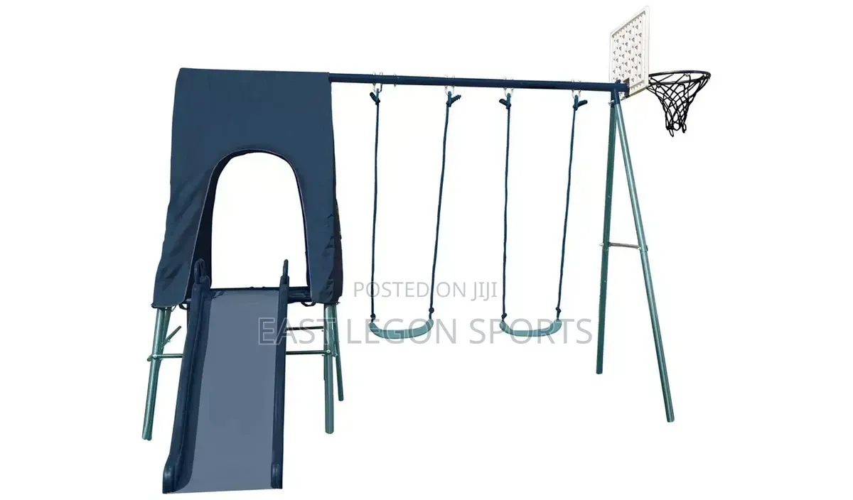 Swing With Slide New and Basketball Hoop Stand