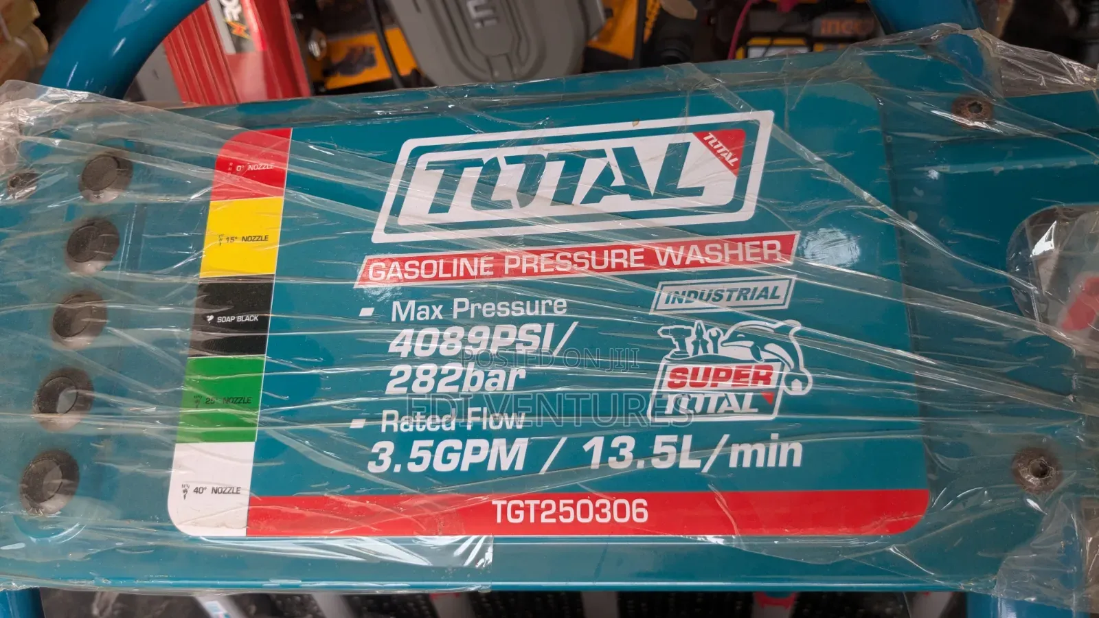 Total 8.5hp Gasoline Pressure Washer - 282bar, 13.5l/ Min, 4089 Psi