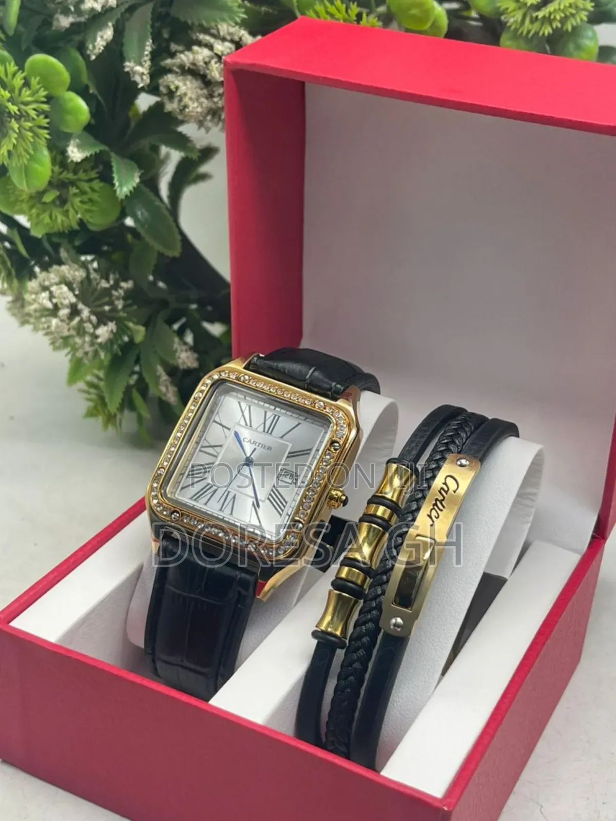 Cartier Watch and Bracelet Set for Men – Stylish Gift Set for Him