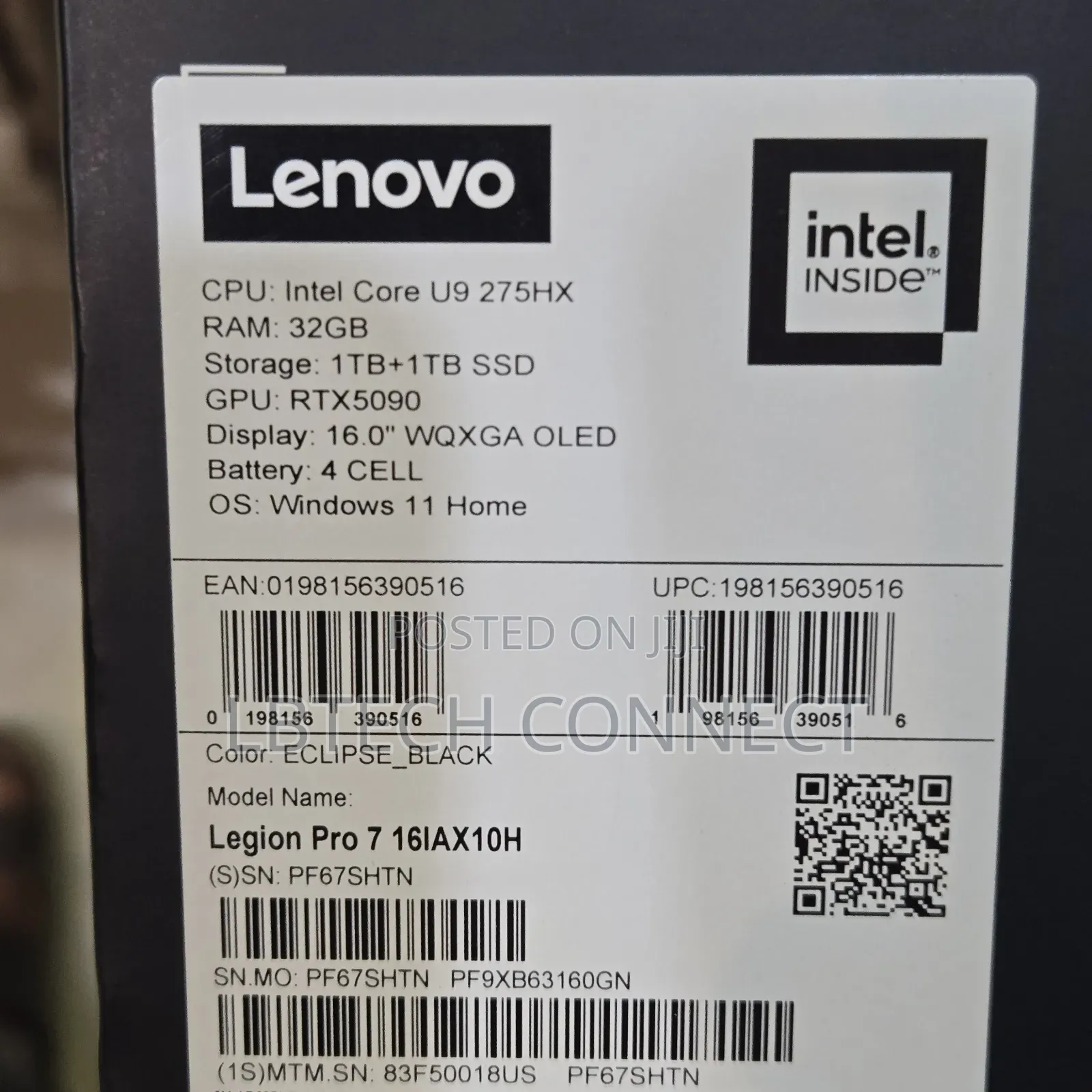 New Laptop Lenovo Legion 7 32GB Intel Core Ultra 9 SSD 2T