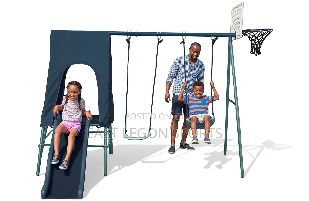 Swing With Slide New and Basketball Hoop Stand