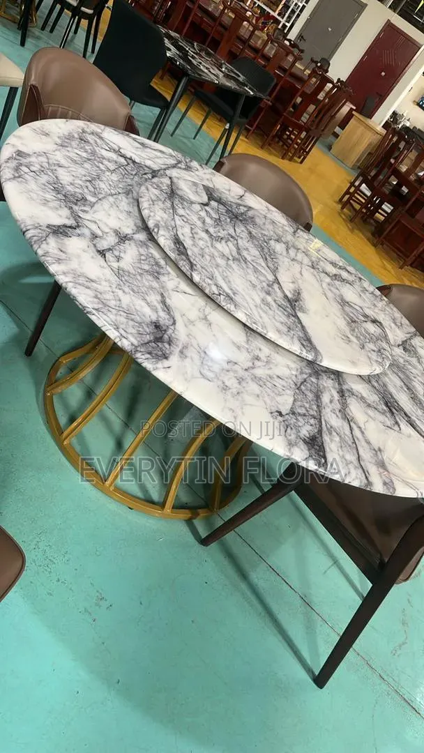 Quality Marble Dinning Table With Lazy Susan