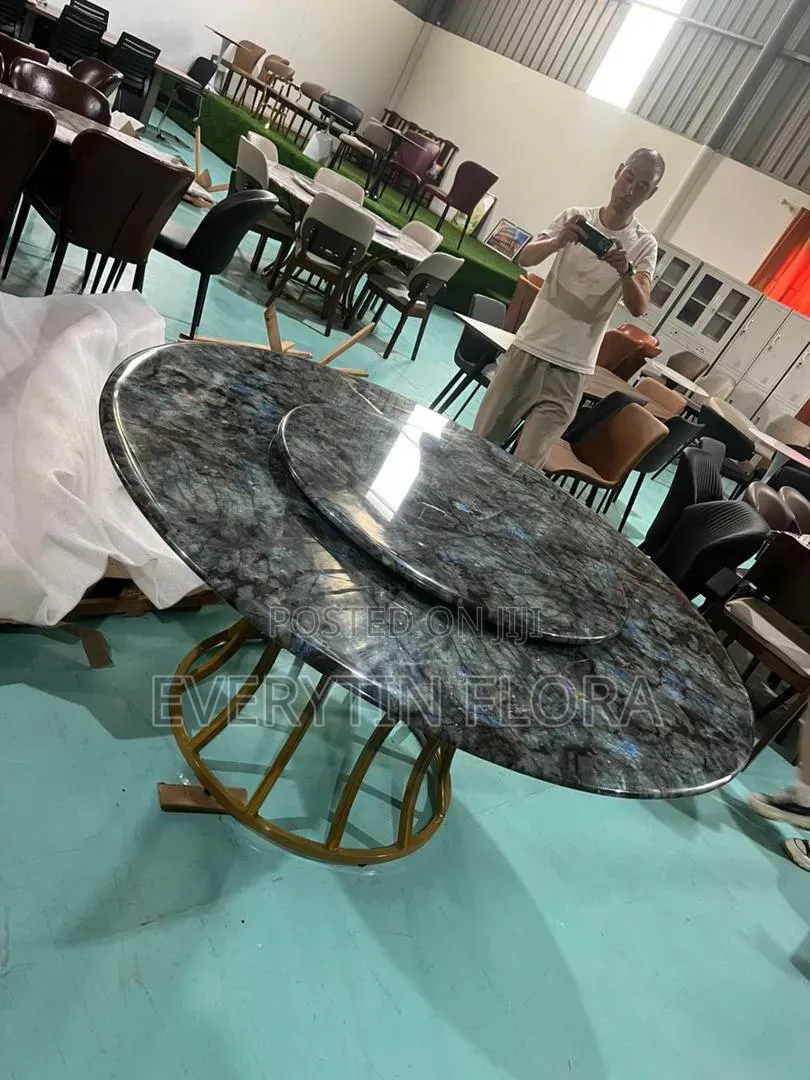 Quality Marble Dinning Table With Lazy Susan