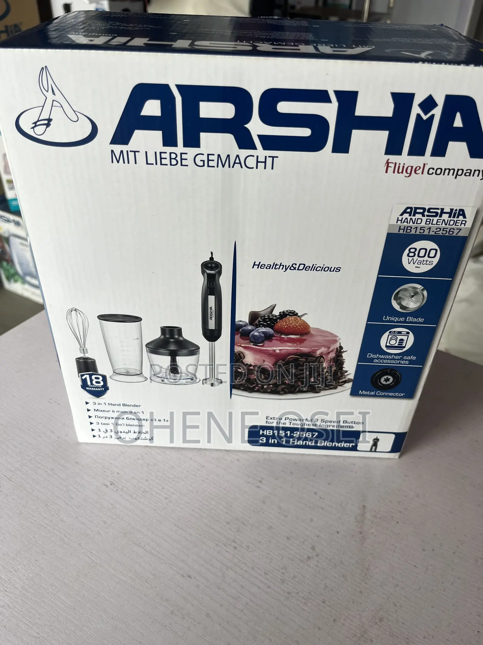 Arshia 3-in-1 Hand Blender 800w – Blender, Chopper Whisk