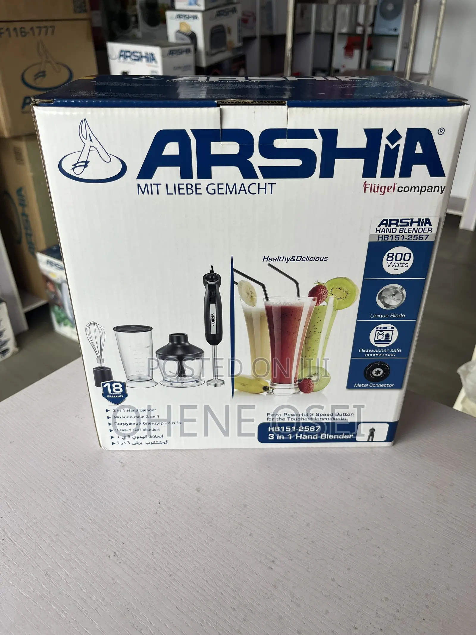 Arshia 3-in-1 Hand Blender 800w – Blender, Chopper Whisk