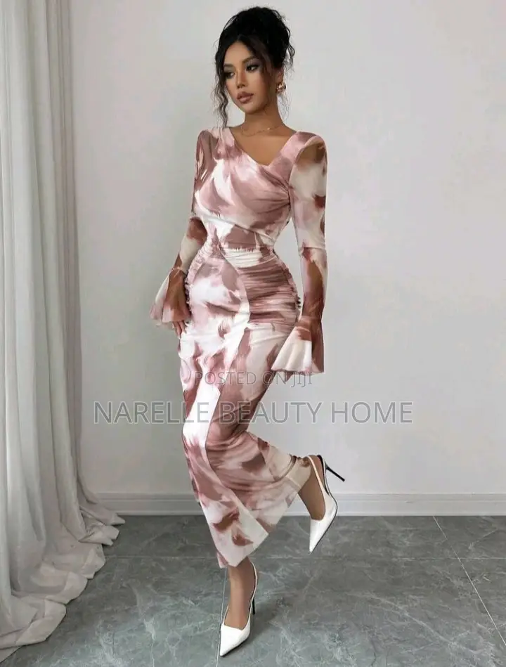 Uk Size 14 - Elegant Asymmetrical Long Dress - Bodycon Fit.