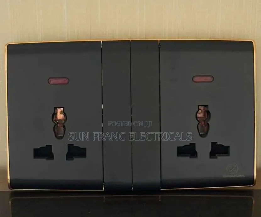Black Gold Lines Design Double Multi Socket