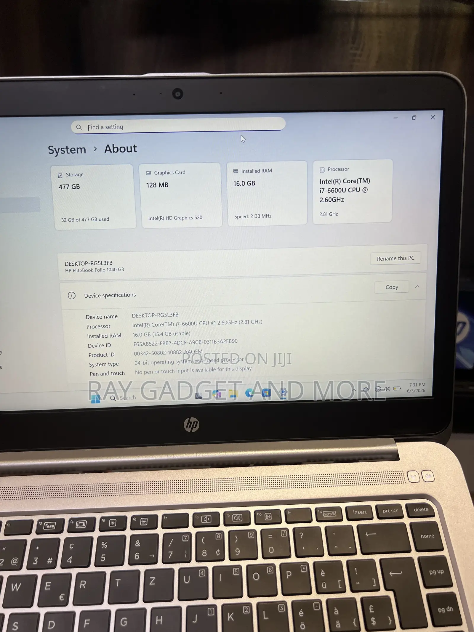 Laptop HP EliteBook 1040 G3 16GB Intel Core i7 SSD 512GB