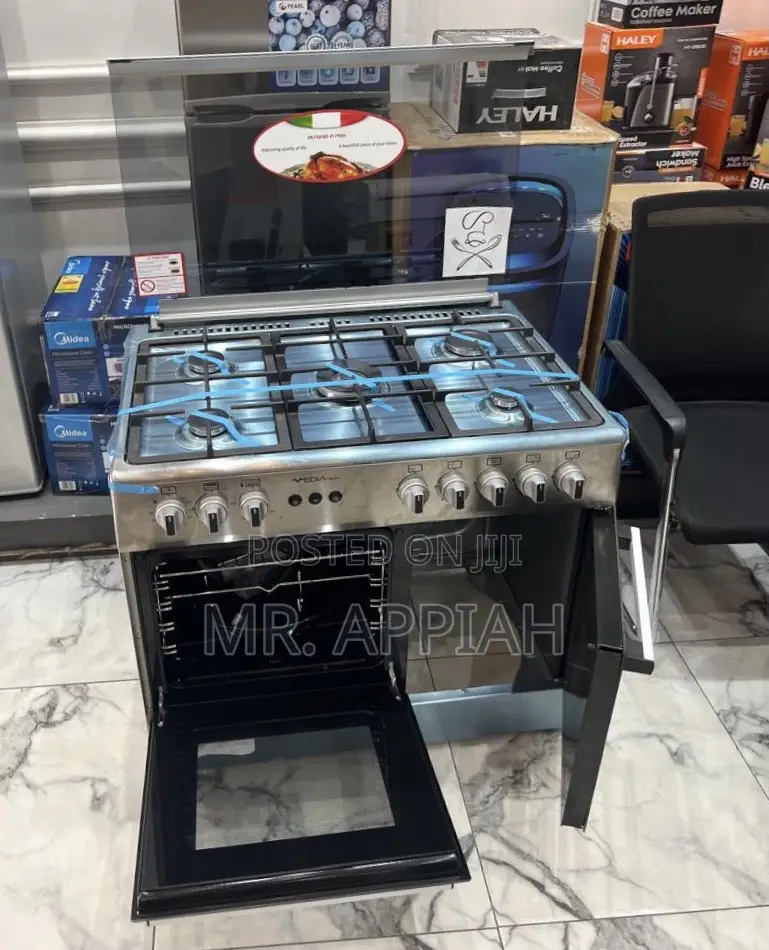 Extremely Original Mediatech 5 Gas Burner With Oven Grill(Gray).