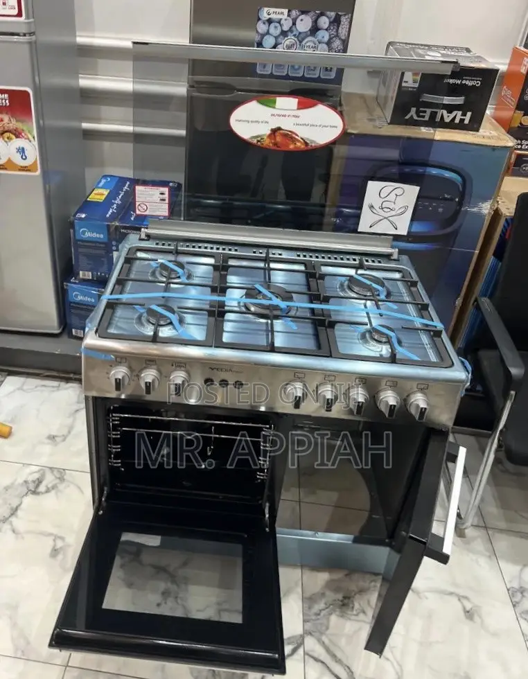 Get Premium Mediatech 60x90 Glass Oven 5 Burner With Grill(Gray) 