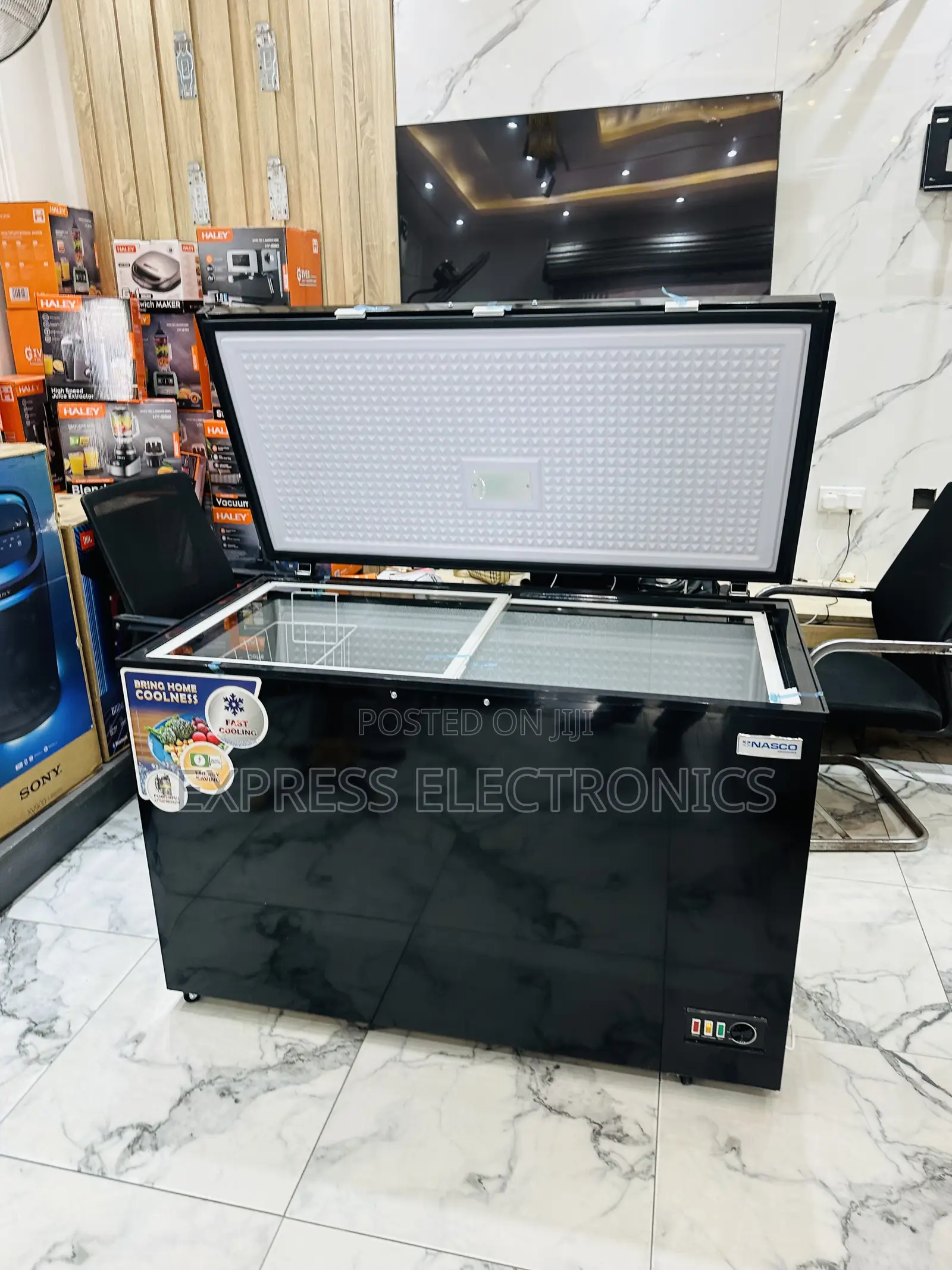 Long Lasting Effects Chest Freezer Single Door 400l Nasco Black Steel