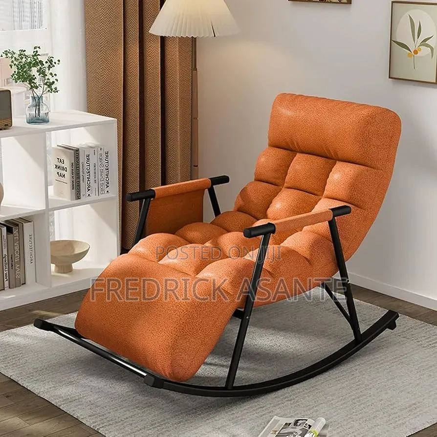 Modern Rocking Chair With Cushion – Orange 