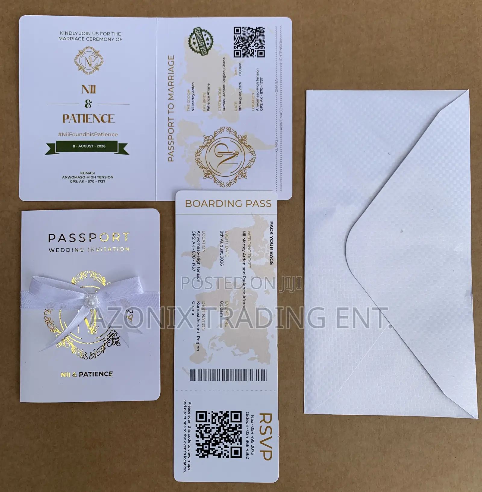 Passport Gold Wedding Invitation