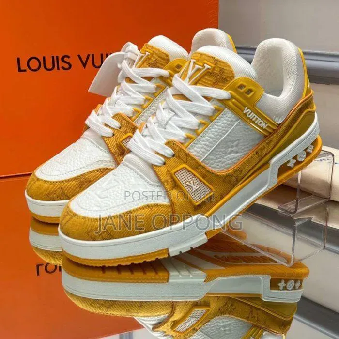 Louis Vuitton Lv Trainer Monogram Denim "White Yellow" Virgil Abloh
