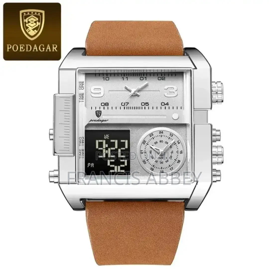 Executive Leather Strap Wrist Watch