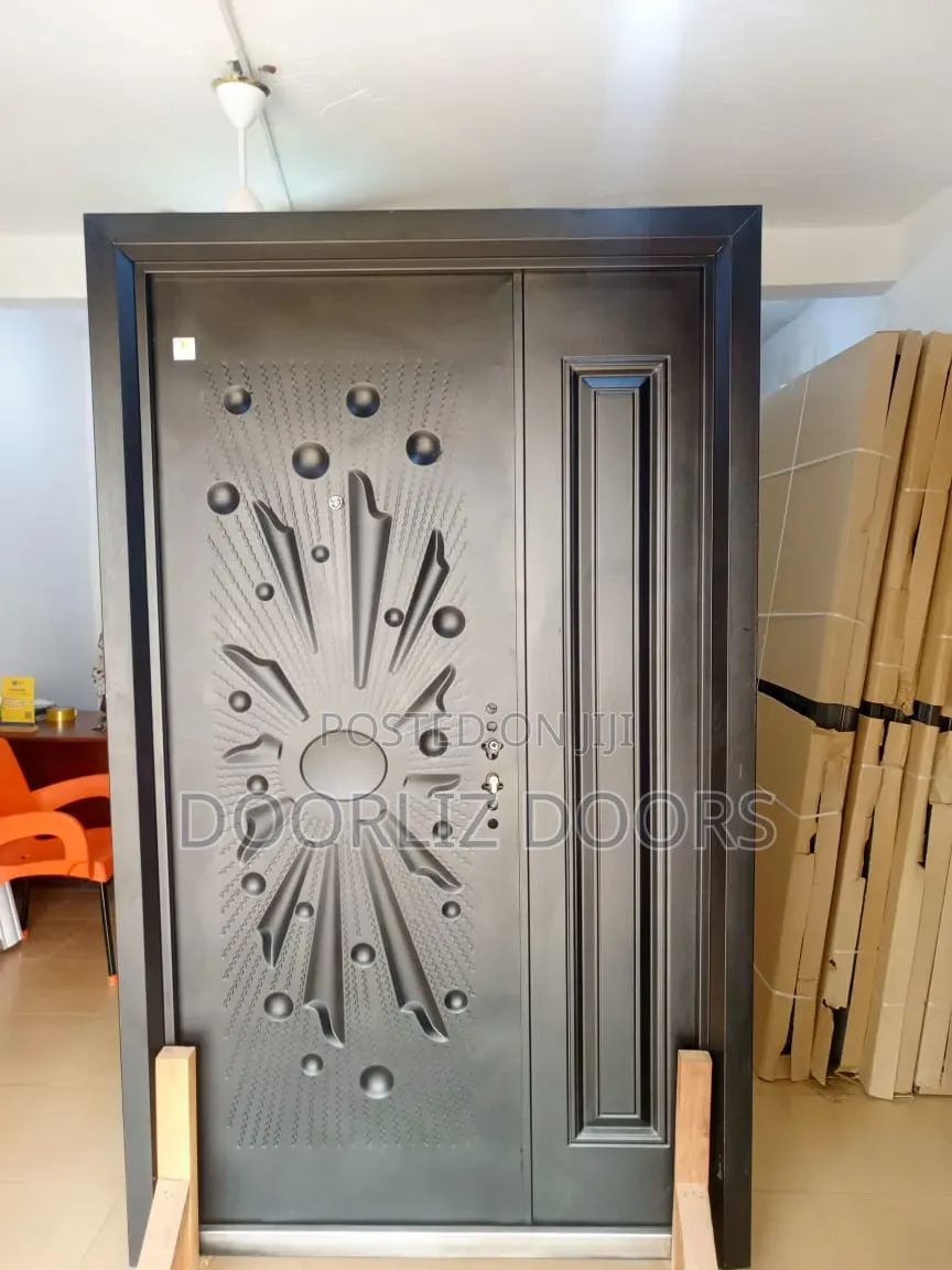 One and Half Black Security Door With Key, Frames and Handles