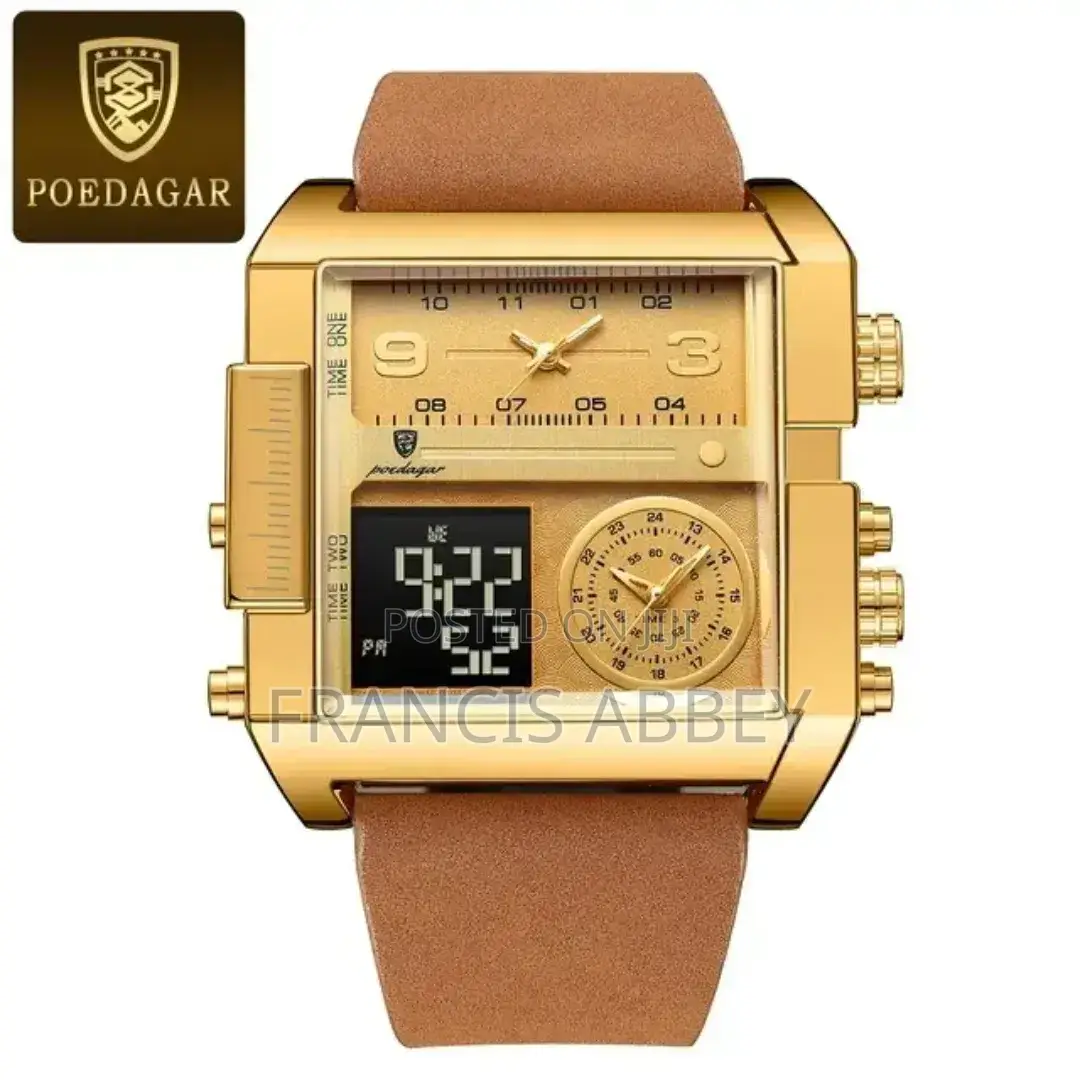 Executive Leather Strap Wrist Watch