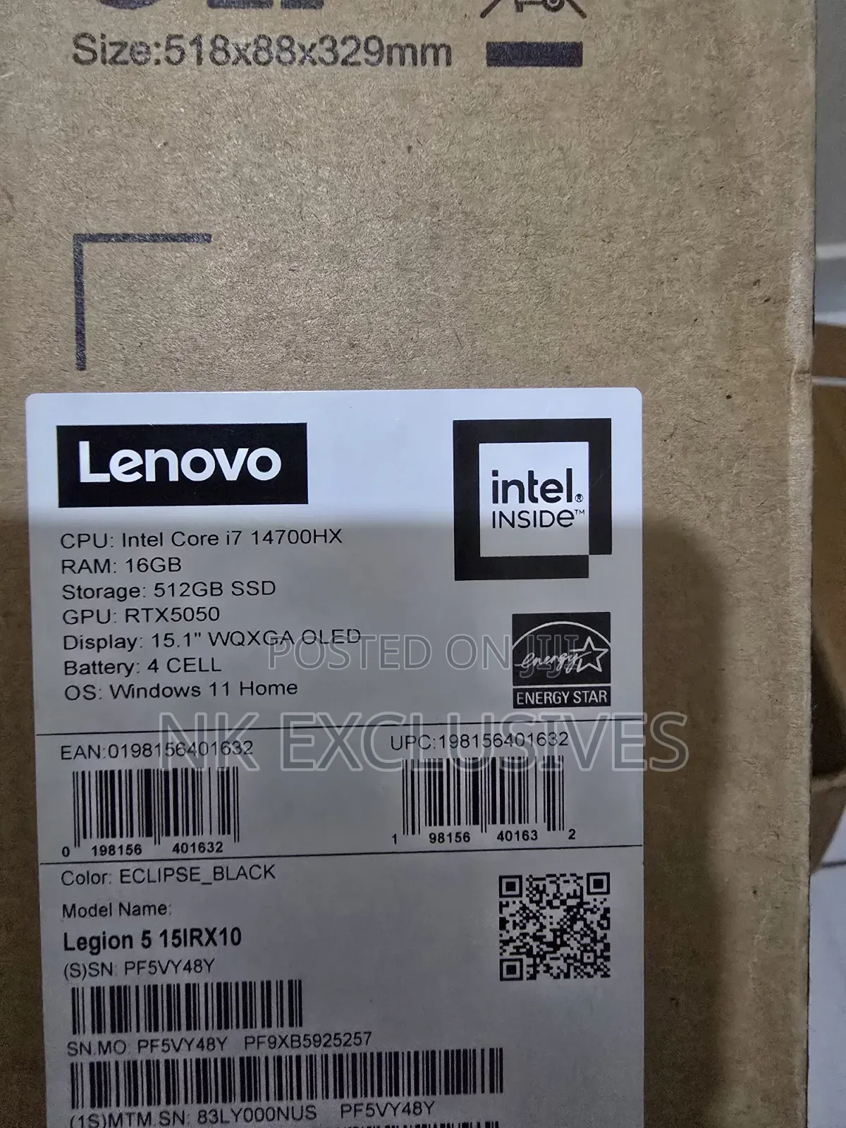 New Laptop Lenovo Legion 5i 16GB Intel Core i7 SSD 512GB