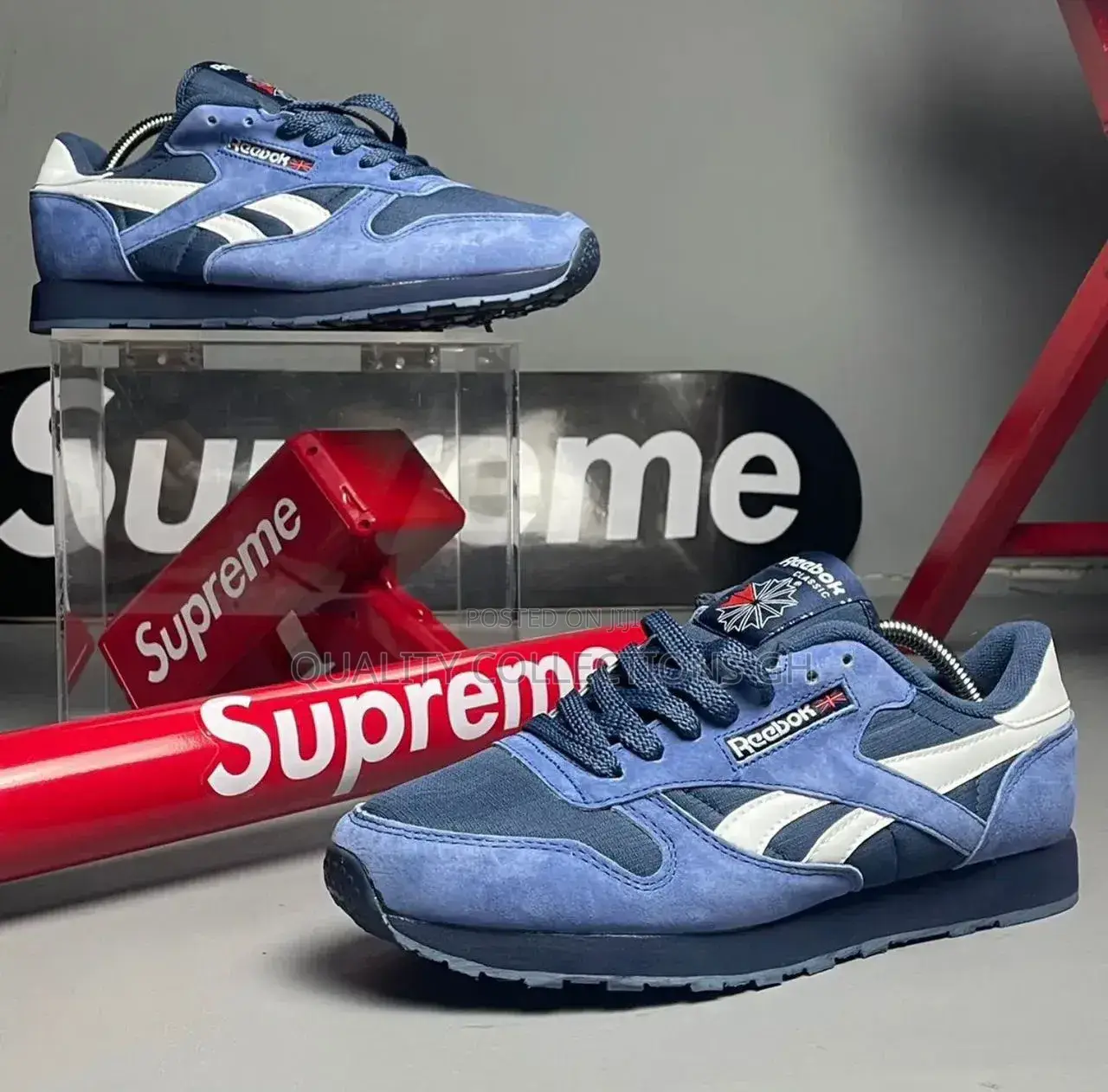 Reebok Classic Navy Blue and White