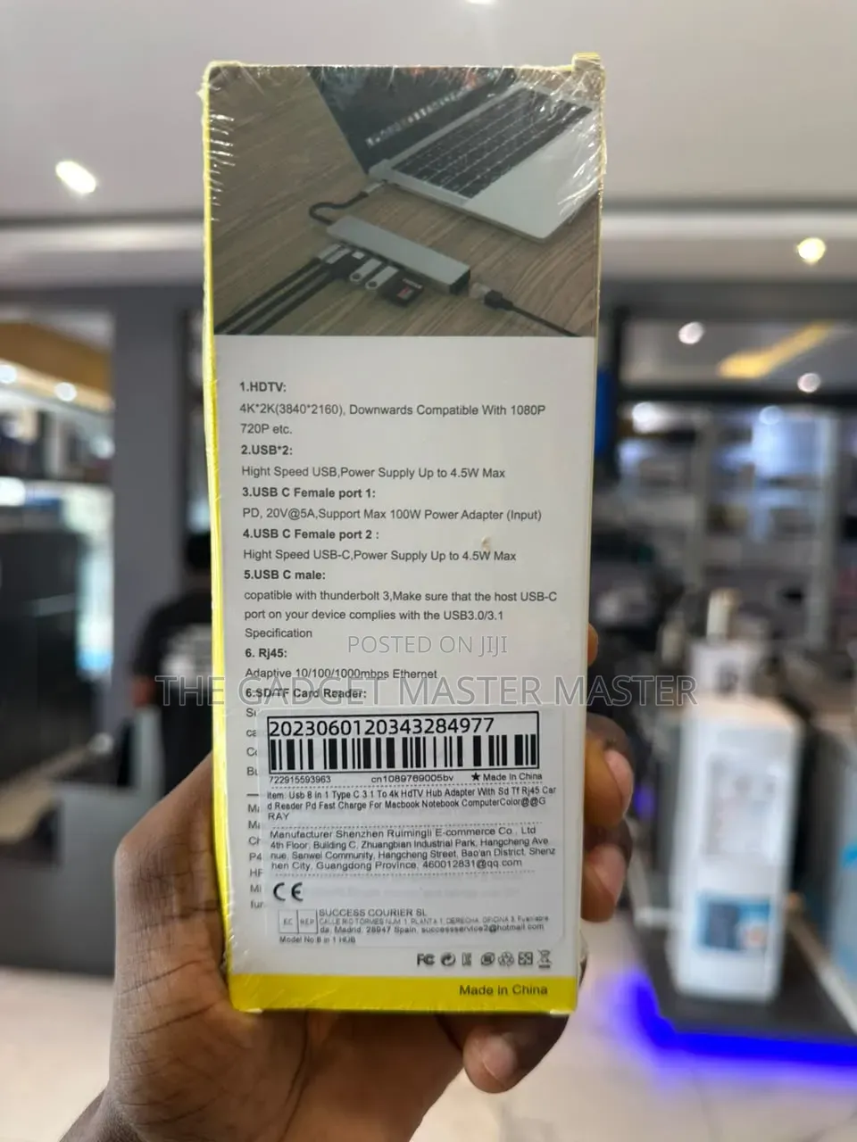 Usb C to HDTV Multifunction 8 Port Dongle Adapter