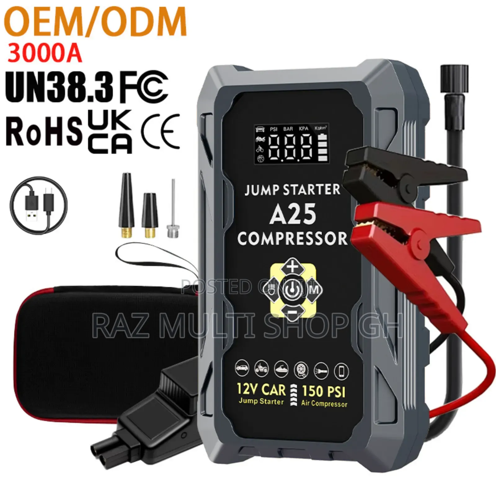 Multifunctional 12v Car Jump Starter and Air Compressor.