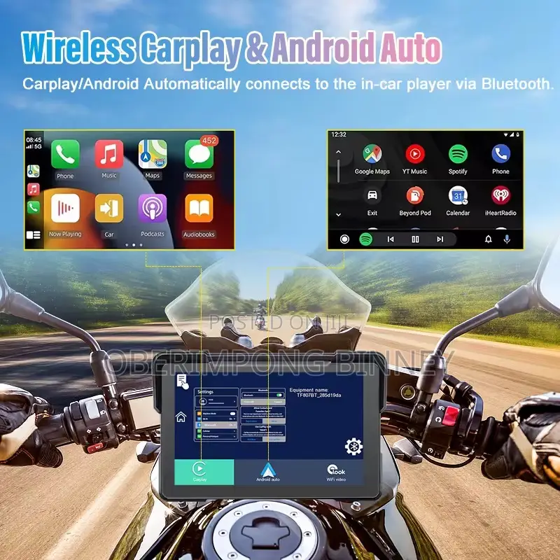Motorcycle Carplay 7 Inches With Dual Cameras and Navigation