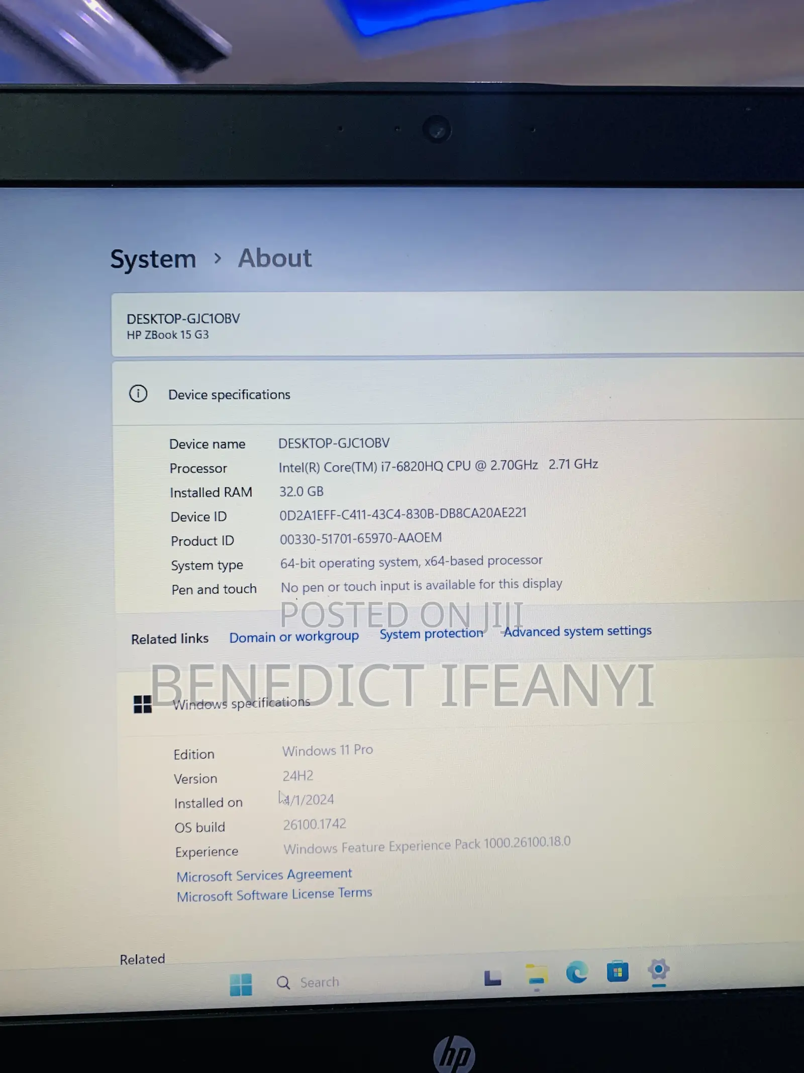 Laptop HP ZBook 15 G3 32GB Intel Core i7 SSD 512GB
