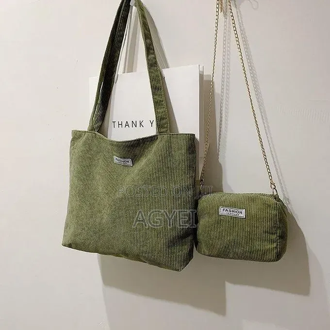 2-Piece Women’S Corduroy Tote Bag Set