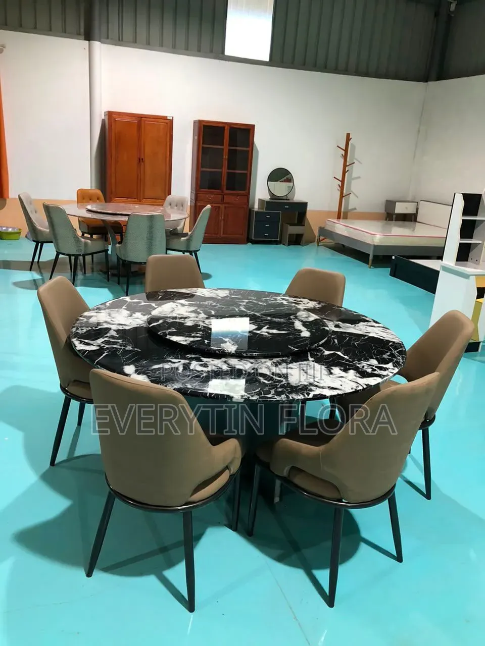 Modern Marble Dining Set–6 Seater With Lazy Susan*
