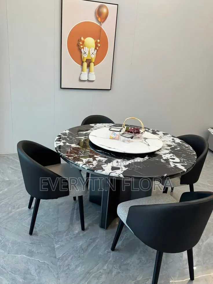 Modern Marble Dining Set–6 Seater With Lazy Susan*