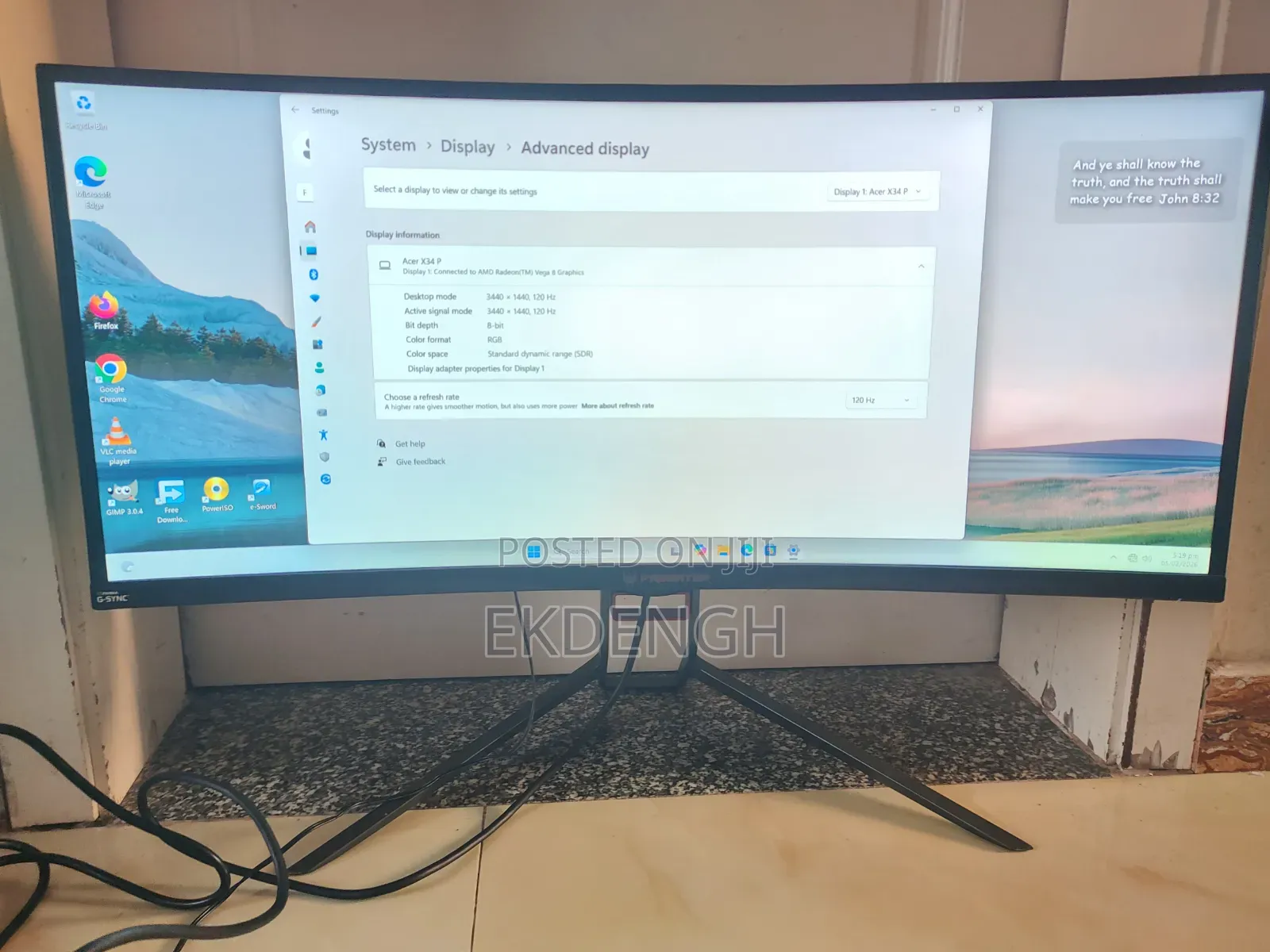 Acer Predator X34p Gaming Monitor | 34" (3440×1440) Ips 120hz | G-Sync