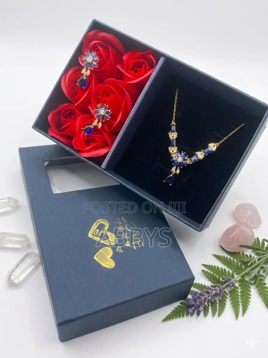 Royal Blue Floral Jewelry Set