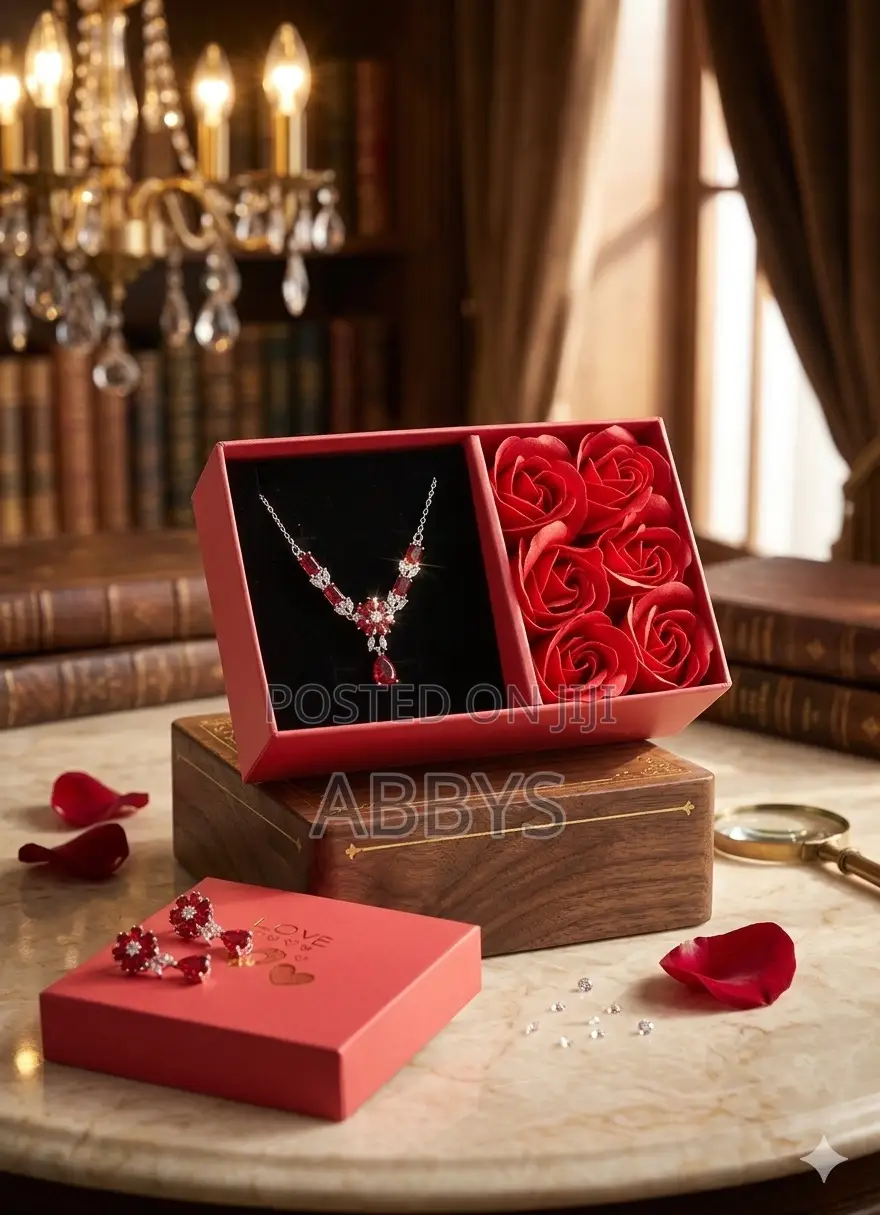 Velvet Floral 3pcs Jewelry Set-Necklace With Earrings