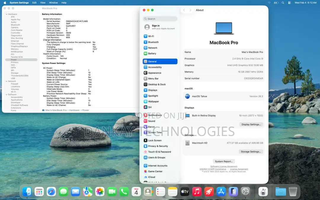Laptop Apple MacBook Pro 16GB Intel Core i9 SSD 512GB