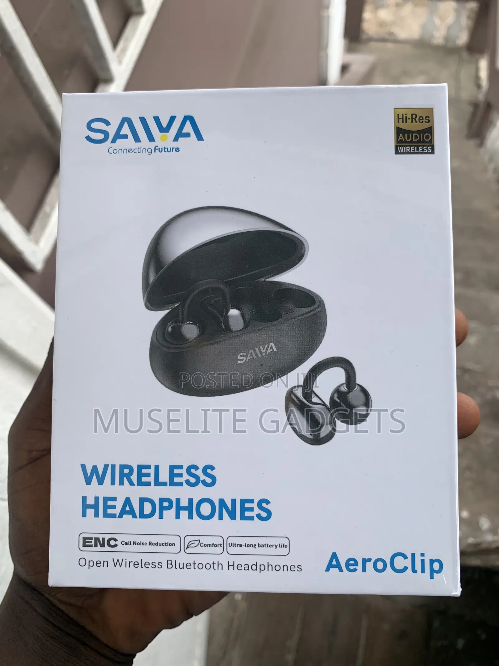 Saiya Aeroclip Open Ear Wireless Earbuds - Comfortable Secure Fit